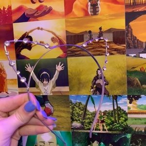 cute silver cat ears with rhinestones